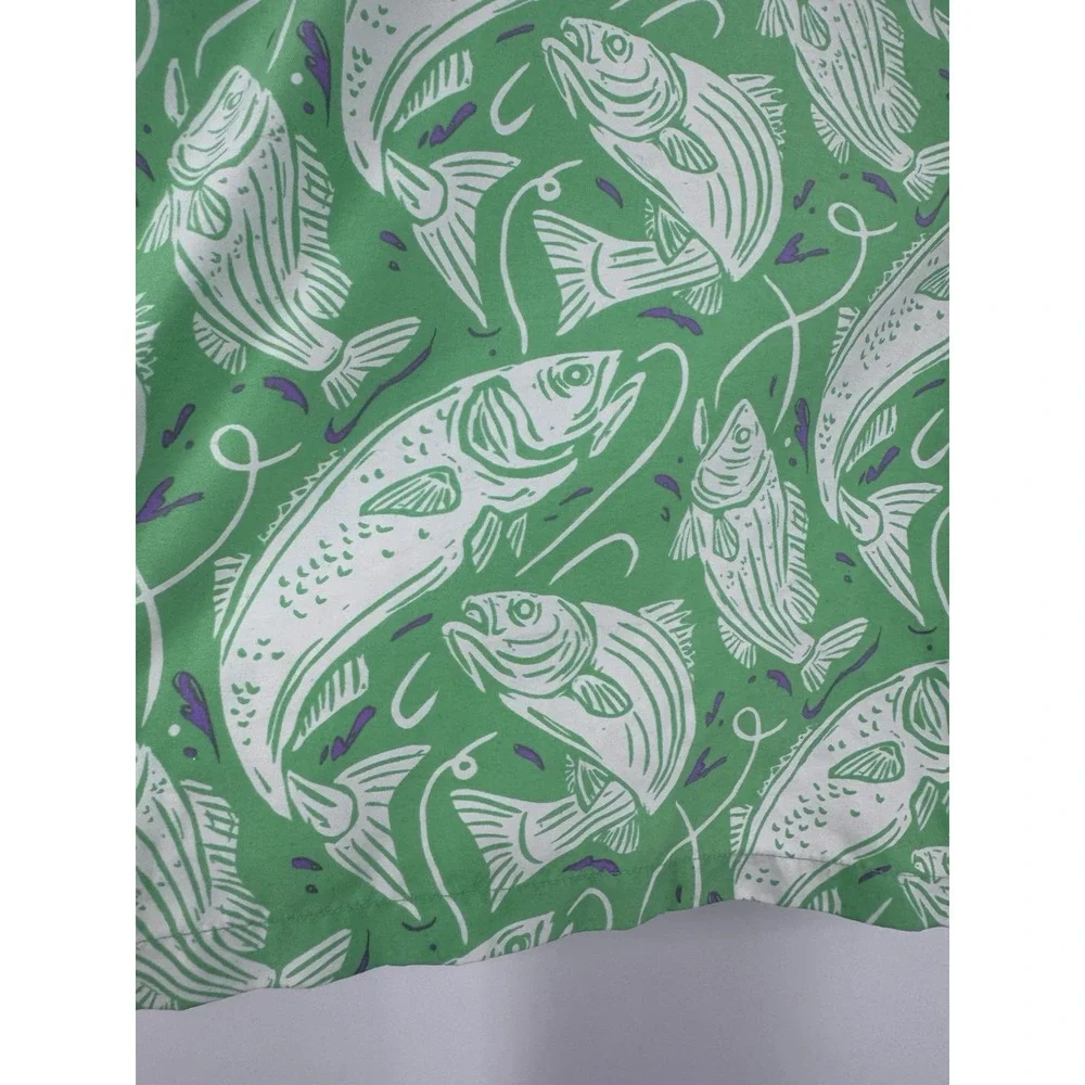 Vineyard Vines Swimming Trunks Mens L Green Pattern Fish Shorts preppy